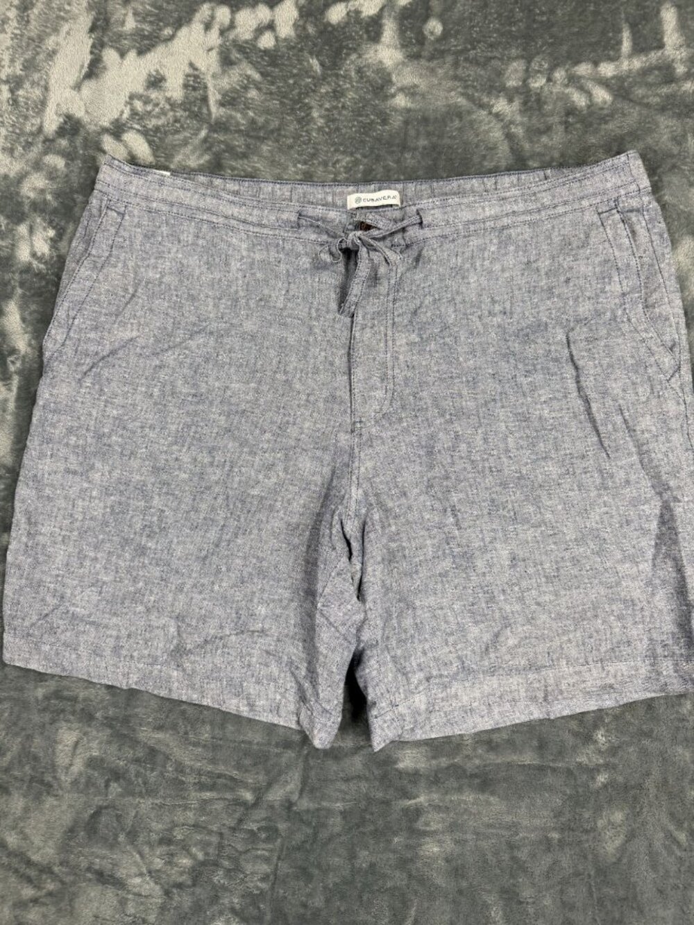Cubavera Mens Linen-Blend Light Blue Drawstring Shorts XL